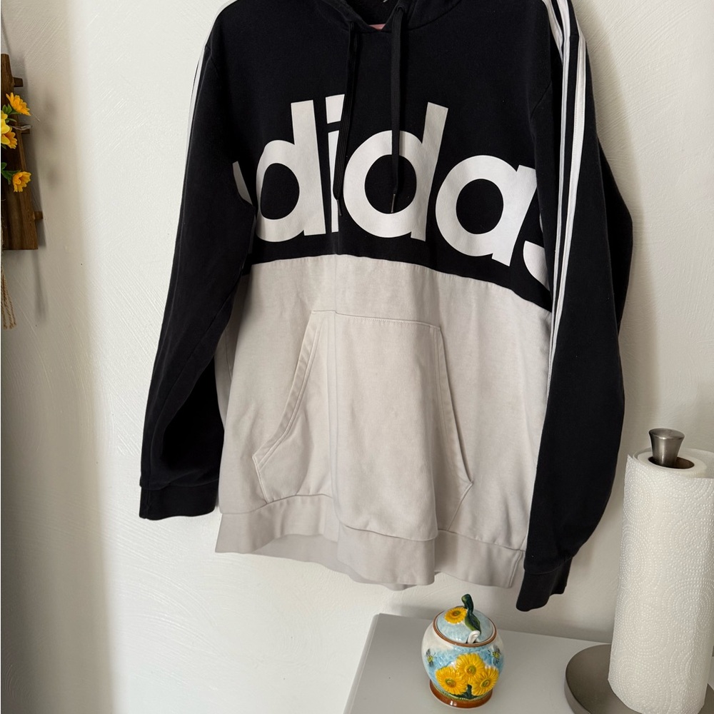 Adidas Men's Black and Gray Hoodie